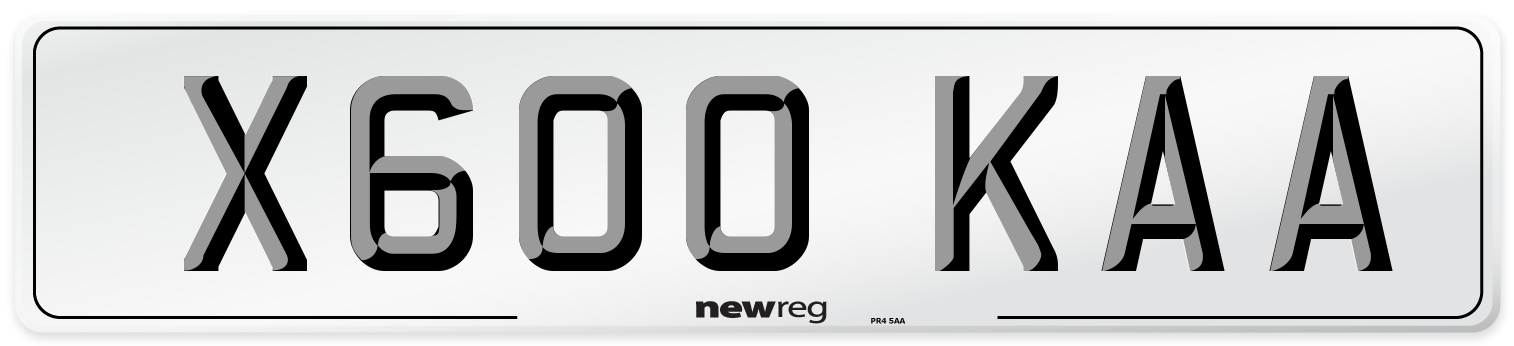 X600 KAA Number Plate from New Reg
